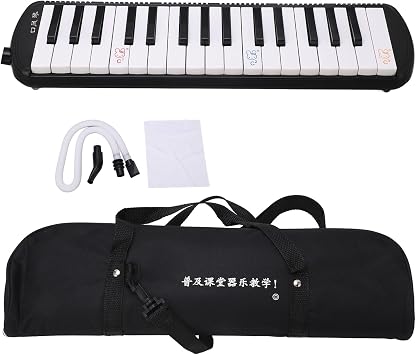 Mouth Piece Melodica Instrument Melodica, 32 Keys with 32 Keys and Bendy Tube for Begginers Musical Education Instrument Black