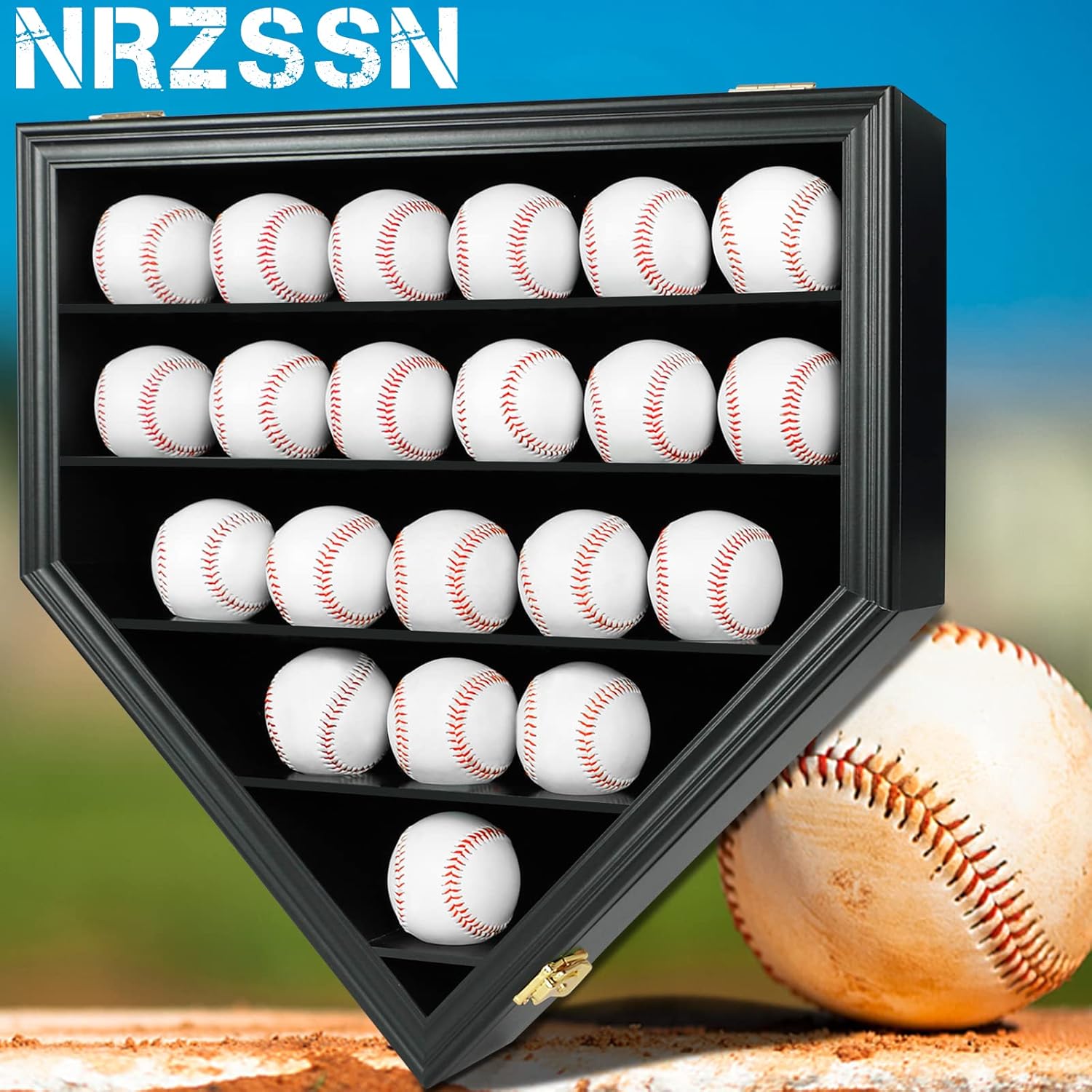 21 Baseball Display Case Wall Mount Clear View Anti Fade， with Lockable UV Protection Acrylic