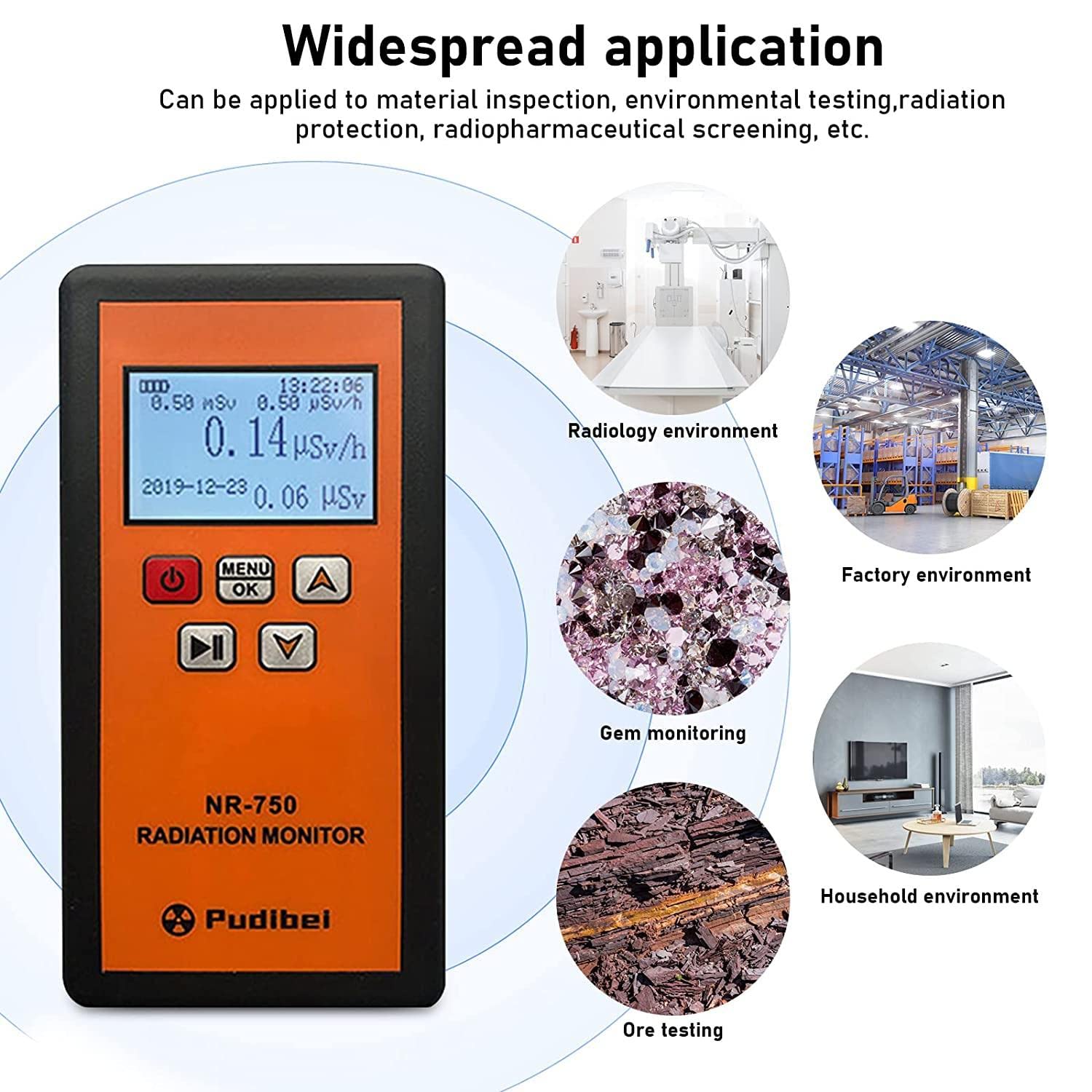Handheld Nuclear Radiation Meter, Professional Geiger Counter Portable Dosimeter, Multifunctional Radioactive Detector for Electromagnetic Radiation, Y X Ray Tester