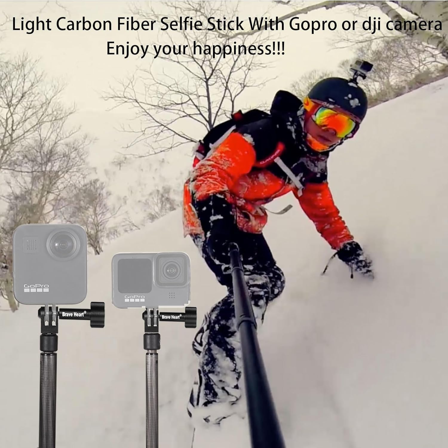 33cm Extended to 2m 6.5ft Long Carbon Fiber Invisible Selfie Stick for insta360 x4 X5 Insta 360 X5 x4 x3 x2 x for DJI osmo 360 Camera Accessories (Black)