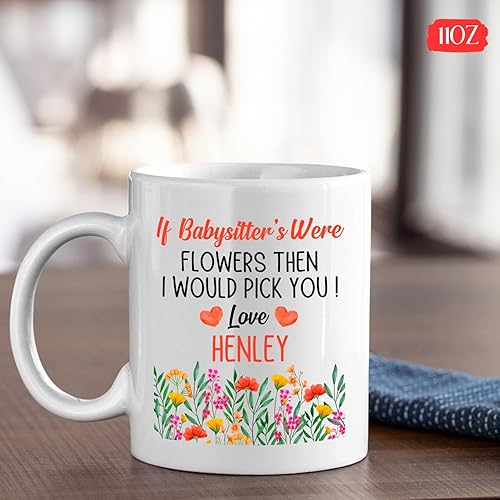 Miniatura 10 de Taza de café con el nombre de la niñera con la frase "Best Babysitter Ever", taza de café personalizada con nombre de niñera, regalo de niñera para