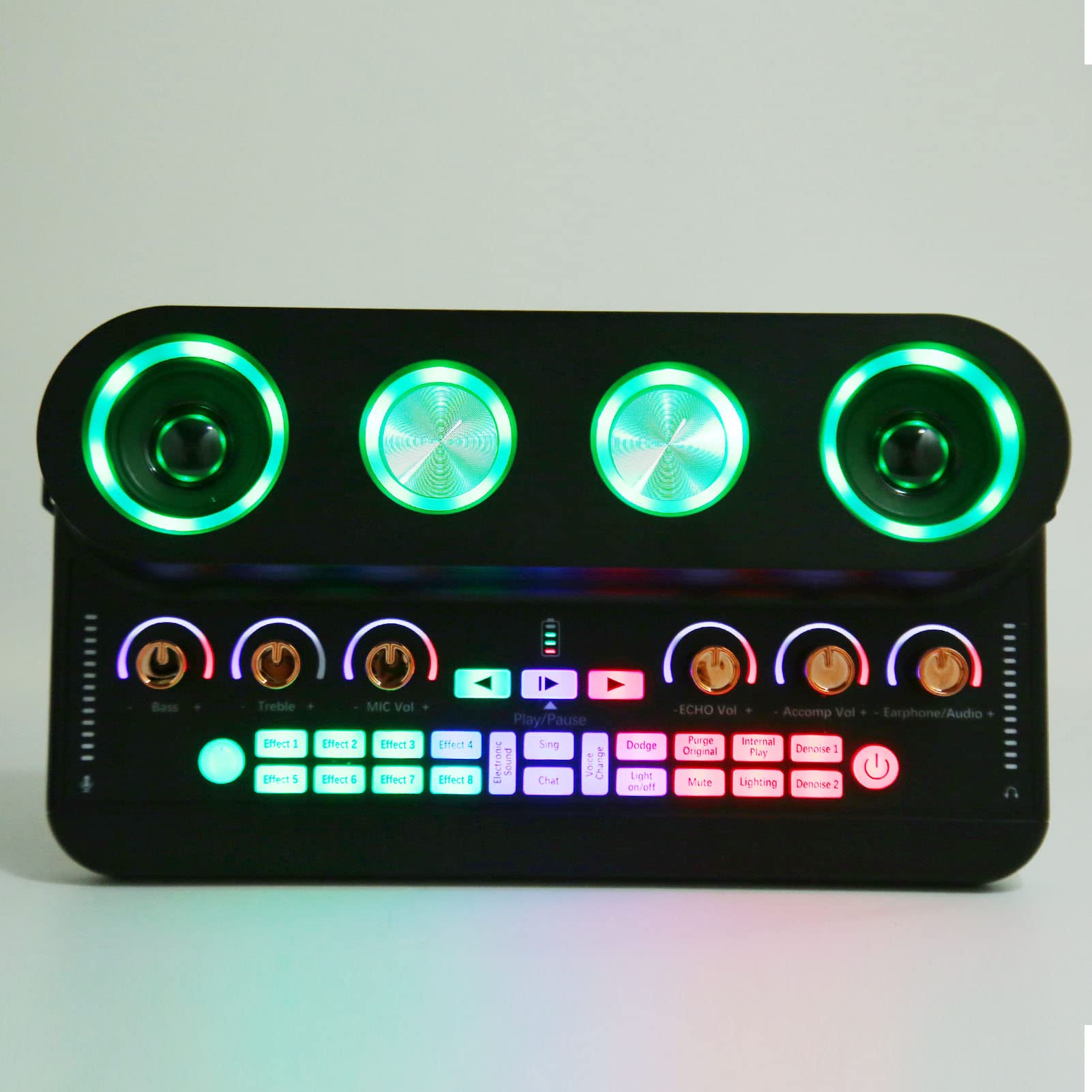 Paquete de Equipo de Podcast, Kit de Tarjeta de Sonido Todo en, Batería de Alta Capacidad de 4000 MAh, Sonido Envolvente Súper bajo para Grabación (Black)