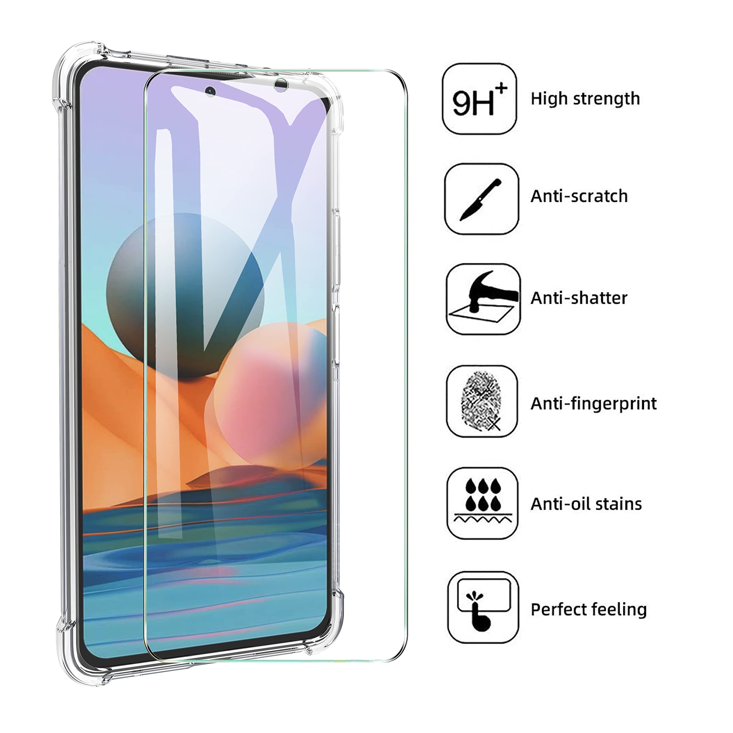 Coque TPU Transparente + Film Verre Trempé Pour Xiaomi Redmi Note 10 / Note 10 Pro - Neuf