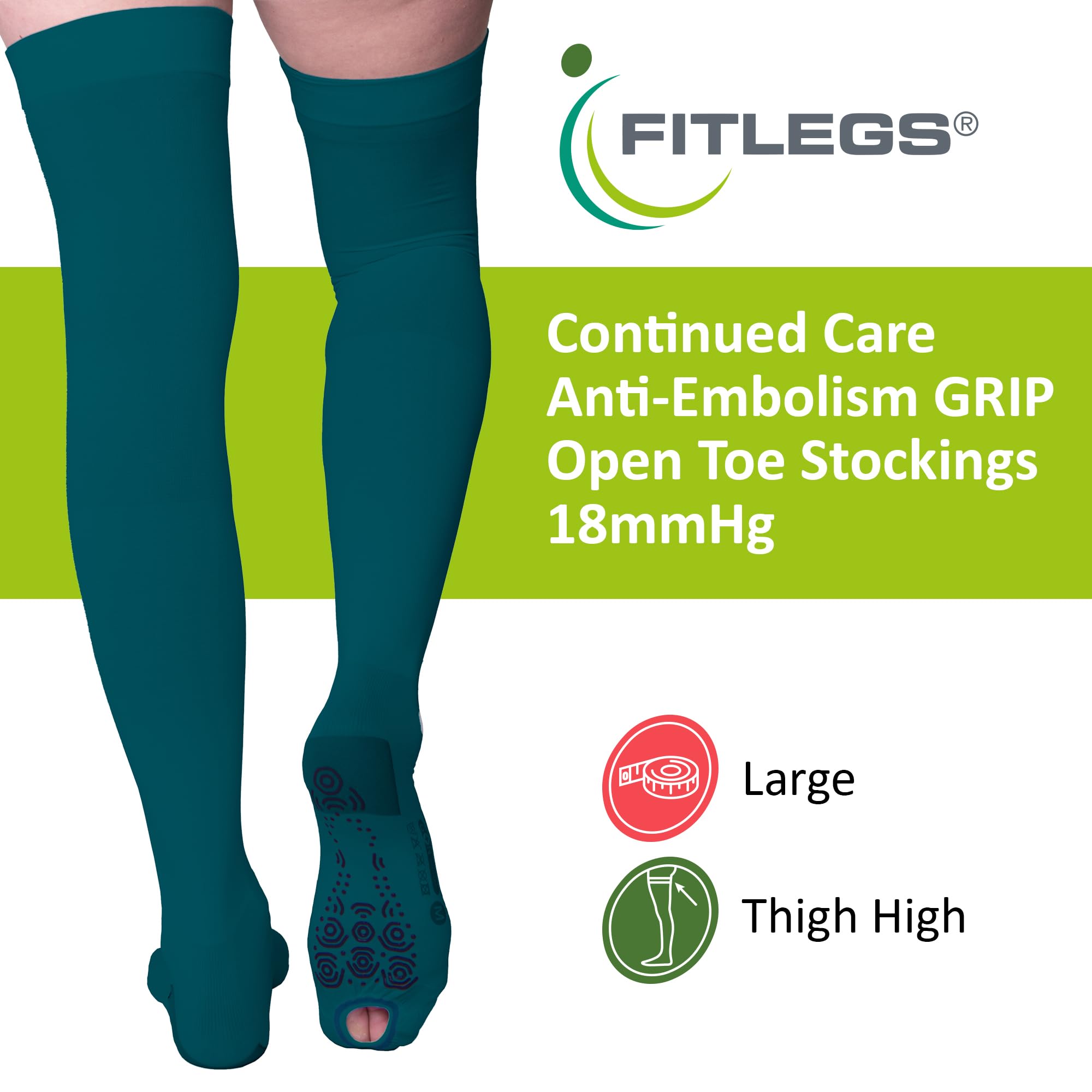 FITLEGS AES Grip, Thigh Length - Large - Teal - Image 2