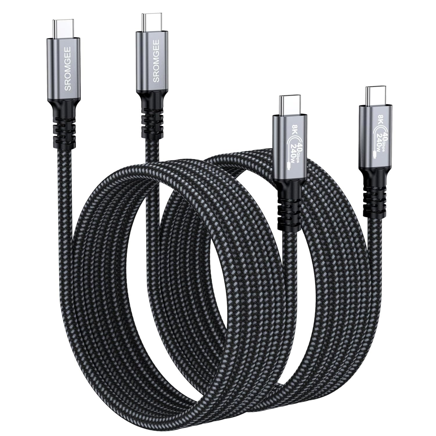 USB 4 Cable 6.6FT 2-Pack, 40Gbps 240W USB C Data Cable for Thunderbolt 4/3, 8K@60Hz USB-C Video Fast Charging Cable for MacBook, iPhone 17/16/15, SSD, Dell, XPS, HP Laptop