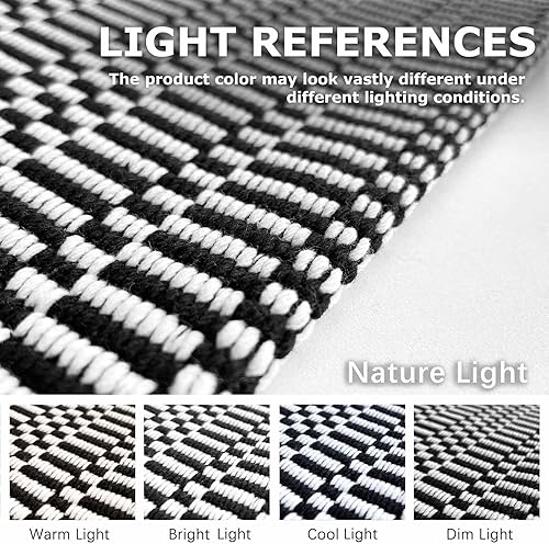 Miniatura 3 de KOZYFLY Alfombra lavable de 2 x 6 pies para pasillo de cocina con parte trasera de goma Bobo blanco y negro para entrada, pasillo, cocina, entrada,