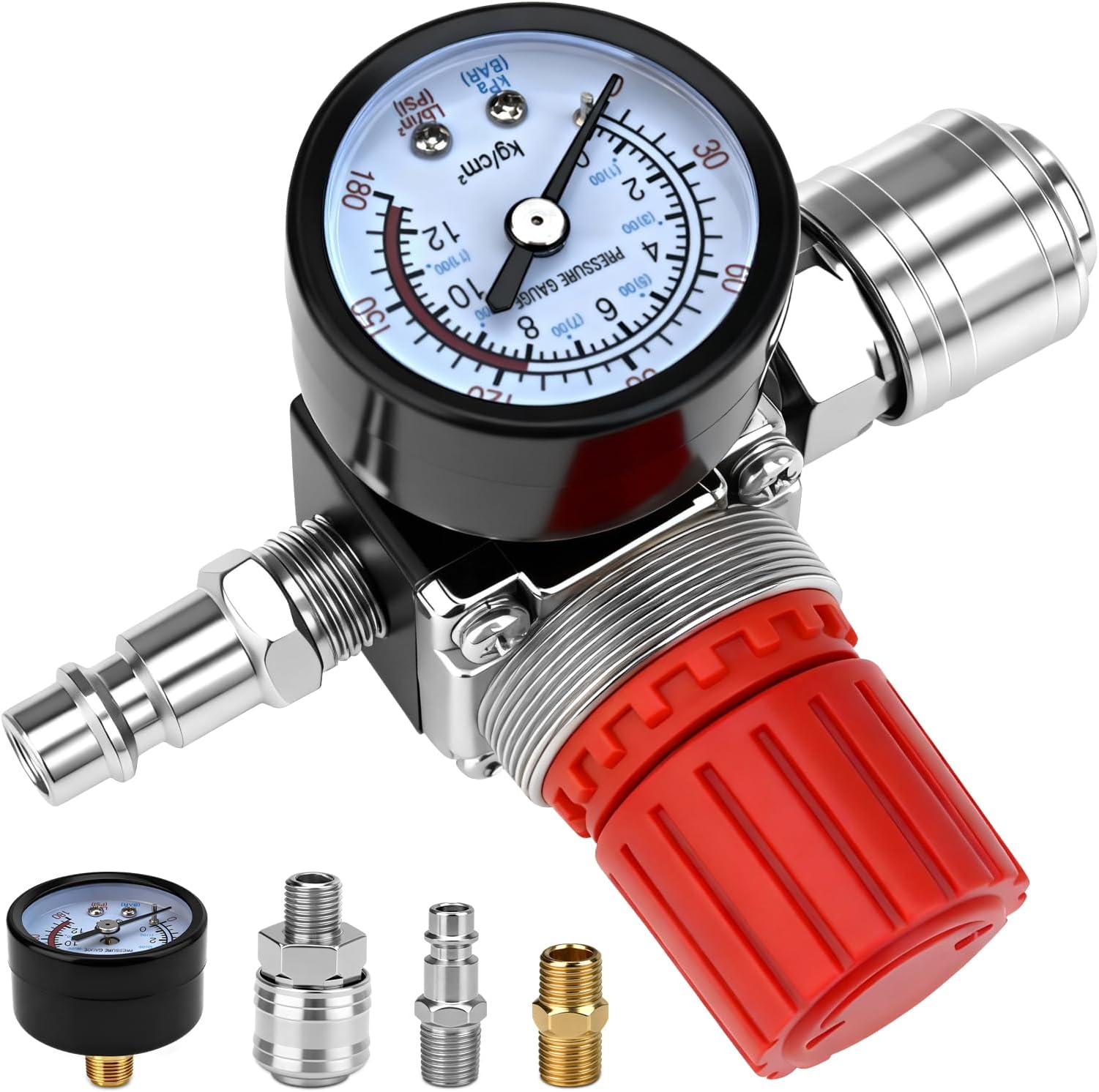 Air Compressor Pressure Regulator 1/4 "Pneumatic Expansion Valve, Pressure Control Valve With 180psi 12bar Connection (Three-way valve)