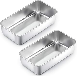 TeamFar 9x5 Inch Stainless Steel Loaf Pans Set of 2 - Healthy Non-Toxic Bread Baking Tins, Sturdy Oven Dishwasher Safe for Bread Meatloaf Brownies
