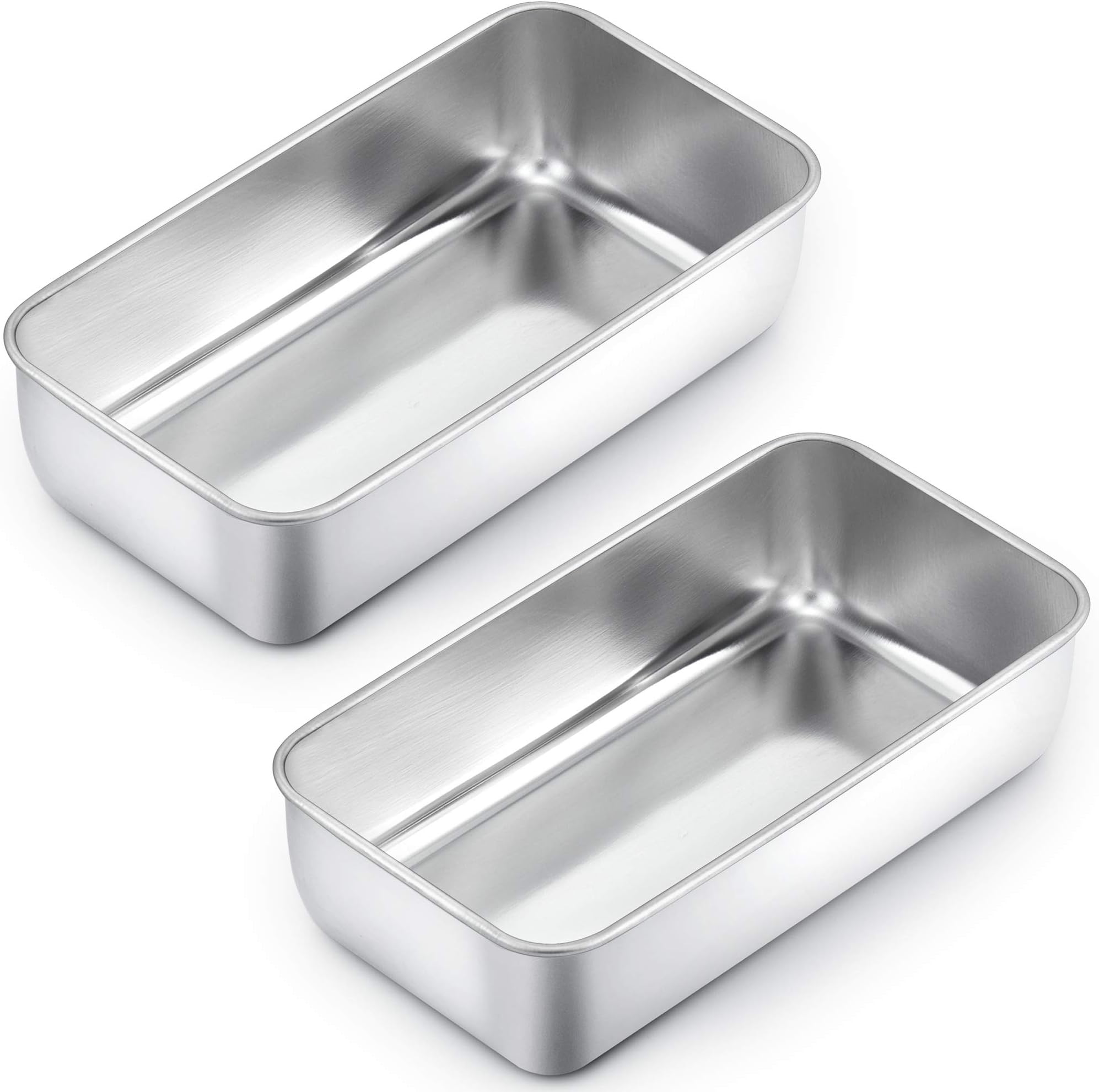 TeamFar Loaf Pans for Baking Bread, 9Ã‚¼" Ãƒâ€” 5" Bread Loaf Pan Meatloaf Pan Stainless Steel for Home Kitchen, Healthy & Durable, Oven & Dishwasher Safe - Set of 2