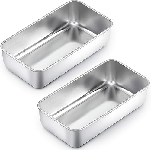 TeamFar Sartenes para hornear pan, de 9 x 5 pulgadas, molde para pan de carne de acero inoxidable para cocina en casa, saludable y duradero, apto