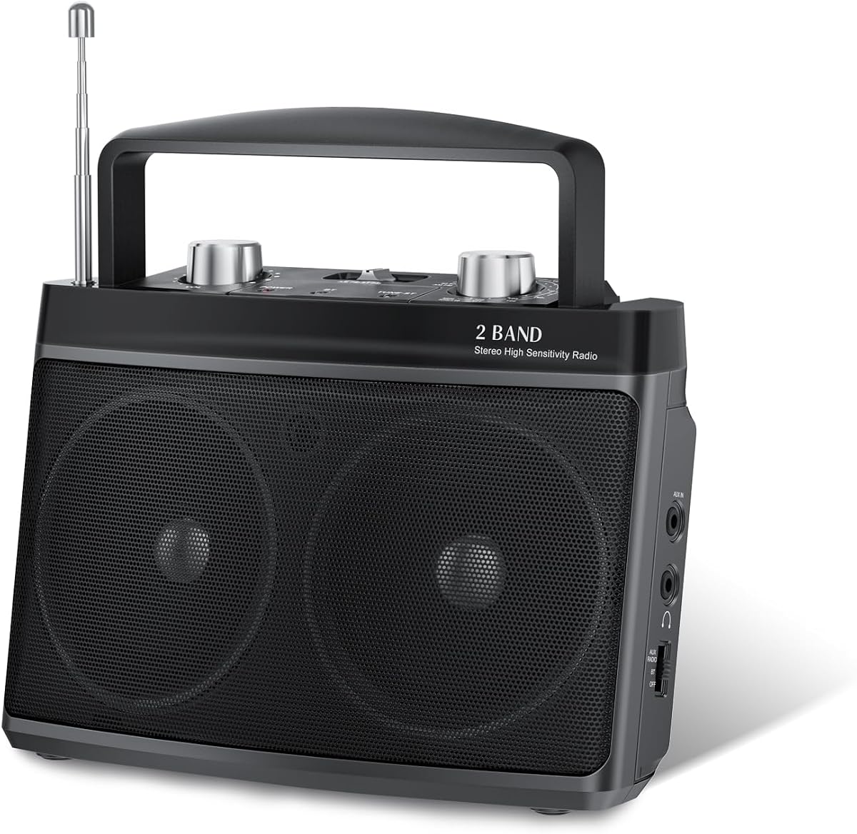 Portable AM FM Radio with Best Reception, Transistor Radio with Bluetooth Plug in Wall or Battery Powered,Headphone Jack, Aux in for Home,Gift,Seniors