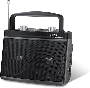 Portable AM FM Radio with Best Reception, Transistor Radio with Bluetooth Plug in Wall or Battery Powered,Headphone Jack, Aux in for Home,Gift,Seniors