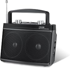 Portable AM FM Radio with Best Reception, Transistor Radio with Bluetooth Plug in Wall or Battery Powered,Headphone Jack, Aux in for Home,Gift,Seniors
