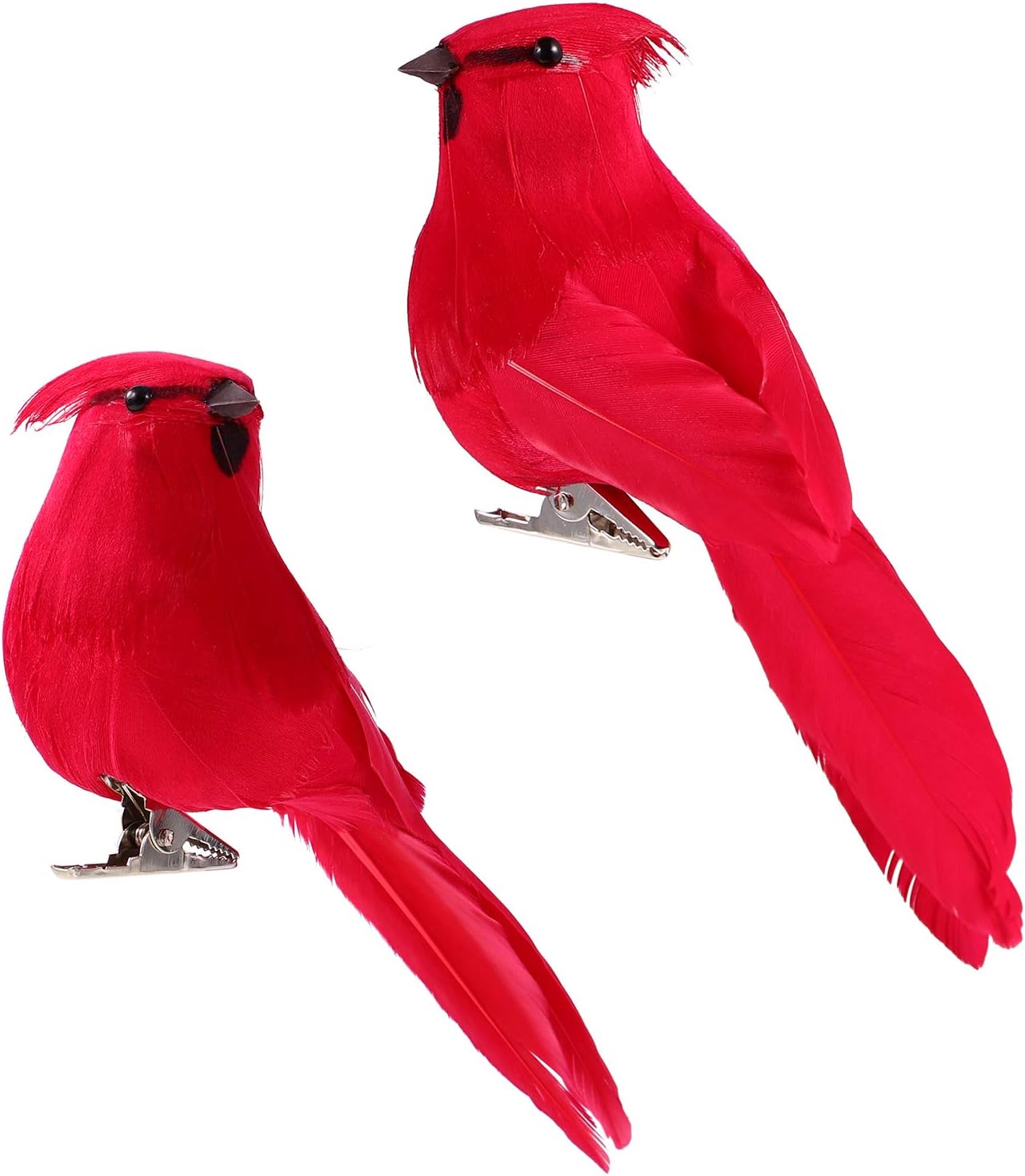 INOOMP 2Pcs Artificial Red Cardinal Birds with Clip