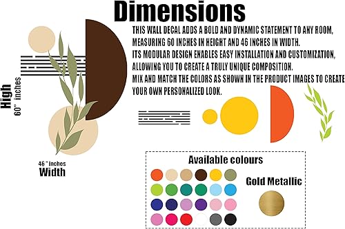 Miniatura 3 de Calcomanías de pared bohemias añade un toque bohemio a tu hogar calcomanías de pared con figuras circulares líneas y plantas calcomanías de pared de