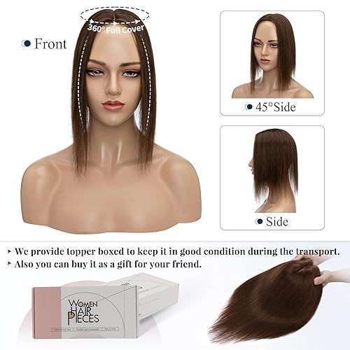 Miniatura 8 de Benehair Extensiones de cabello humano Remy con clip en la parte superior para mujeres con cabello delgado, con base de seda, extensiones de cabello