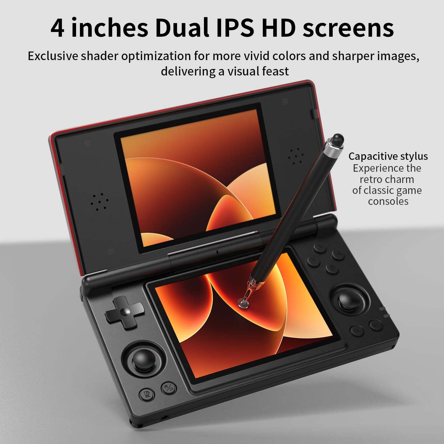 Aivuidbs RG DS Foldable Handheld Game Console RK3568 Anbernic RG DS Android 14 System two-Player Joystick Top and Bottom Dual Screen 4 inch OCA Full Touch Screen 4000mAh 3 + 32gb
