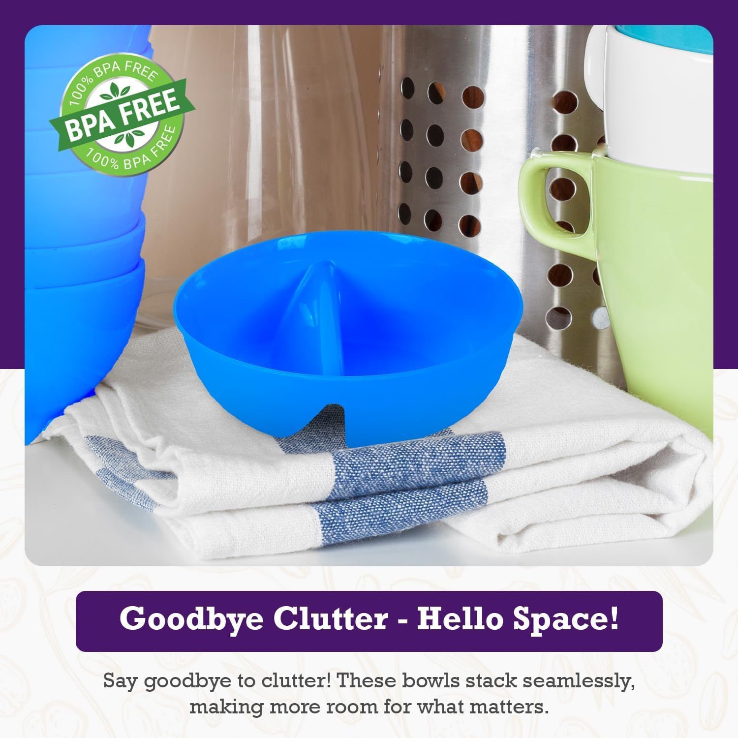 6 Pack - Just Crunch Anti-Soggy Cereal Bowl - Keeps Cereal Fresh & Crunchy | BPA Free | Microwave Safe | Ice Cream & Topping, Yogurt & Berries, Fries & Ketchup and More – White