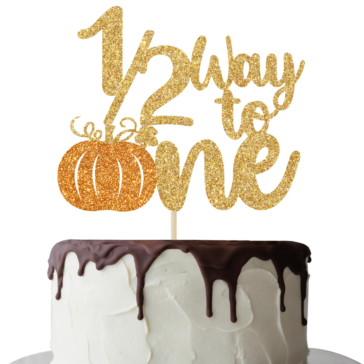 Pumpkin Half Birthday Banner - Rose Gold Glitter 1/2 Way To One Decor For Baby Girls