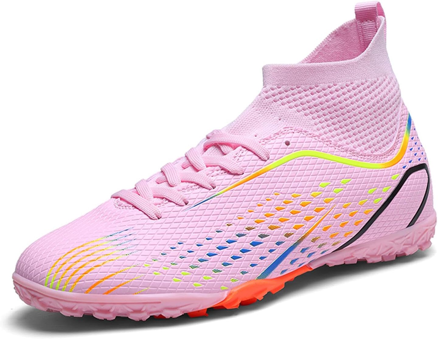 High Top Soccer Cleats for Men Women Youth TF Turf Indoor Soccer Shoes AG Artificial Grass Football Boots Outdoor Breathable Non-Slip Wide Training Shoes