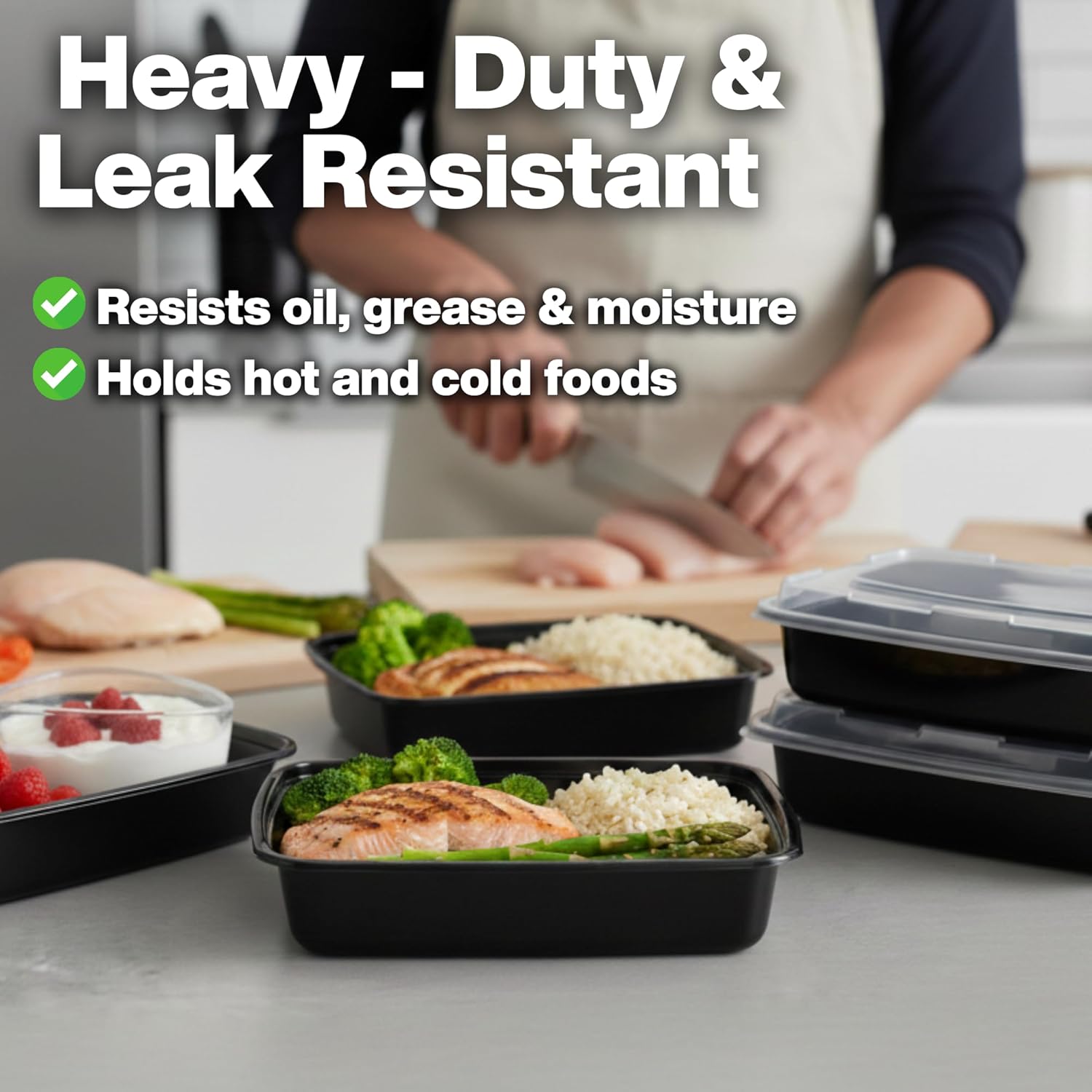 Meal Prep Containers [150 Pack] Rectangular Food Storage Containers with Lids, Bento Box, BPA Free, Stackable, Microwave/Dishwasher/Freezer Safe To Go Food Containers for Meal Prep (24oz)