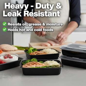 Meal Prep Containers [150 Pack] Rectangular Food Storage Containers with Lids, Bento Box, BPA Free, Stackable, Microwave/Dishwasher/Freezer Safe To Go Food Containers for Meal Prep (32oz)