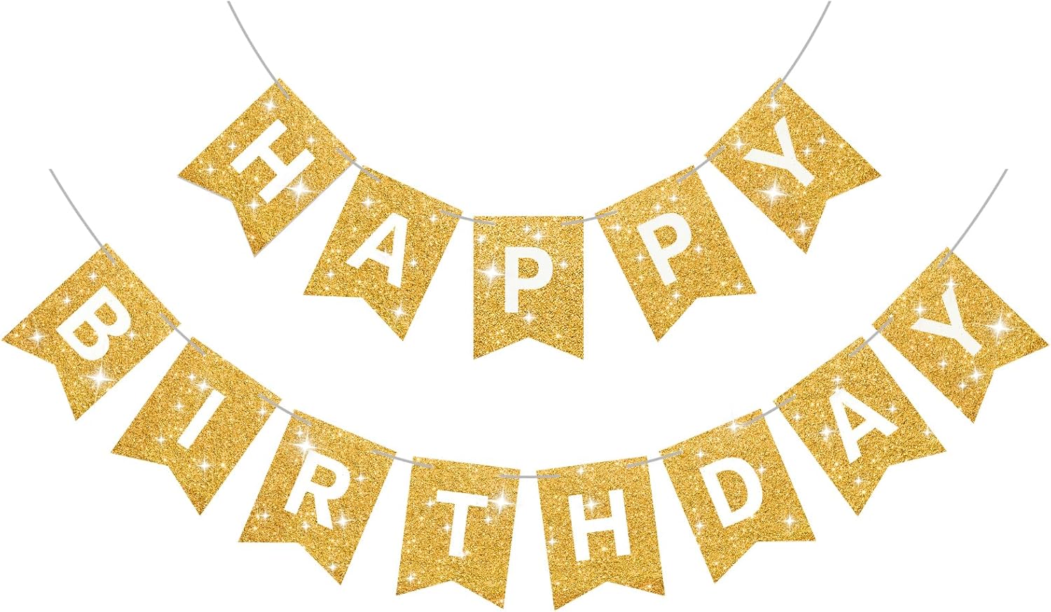 Chicken Birthday Decorations - Gold Glitter Banner & Paper Garlands For Farm Theme Party