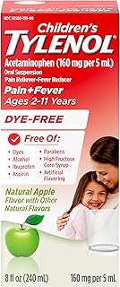 Children's Tylenol Liquid Pain Relief & Fever Medicine, Acetaminophen Oral Suspension, Dye-Free, Aspirin-Free, Ibuprofen-Free, High Fructose Corn Syrup-Free; Natural Apple Flavor, 8 fl. oz