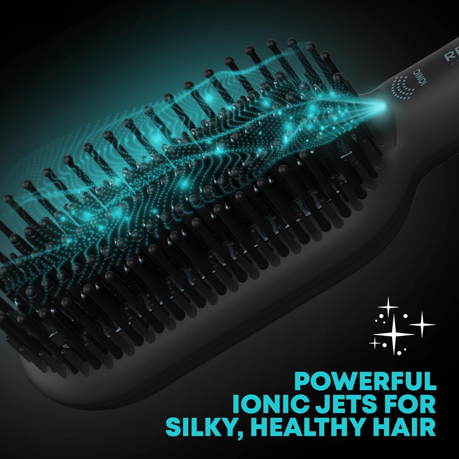REVAMP Revamp Progloss Deepform Ceramic Straightener Brush Ionic Anti-Frizz Straightening Brush – Ceramic Infused with Progloss Oils for Frizz-Free Shine – Auto-Off & 9’ Swivel Cord, Black (BR-2000)