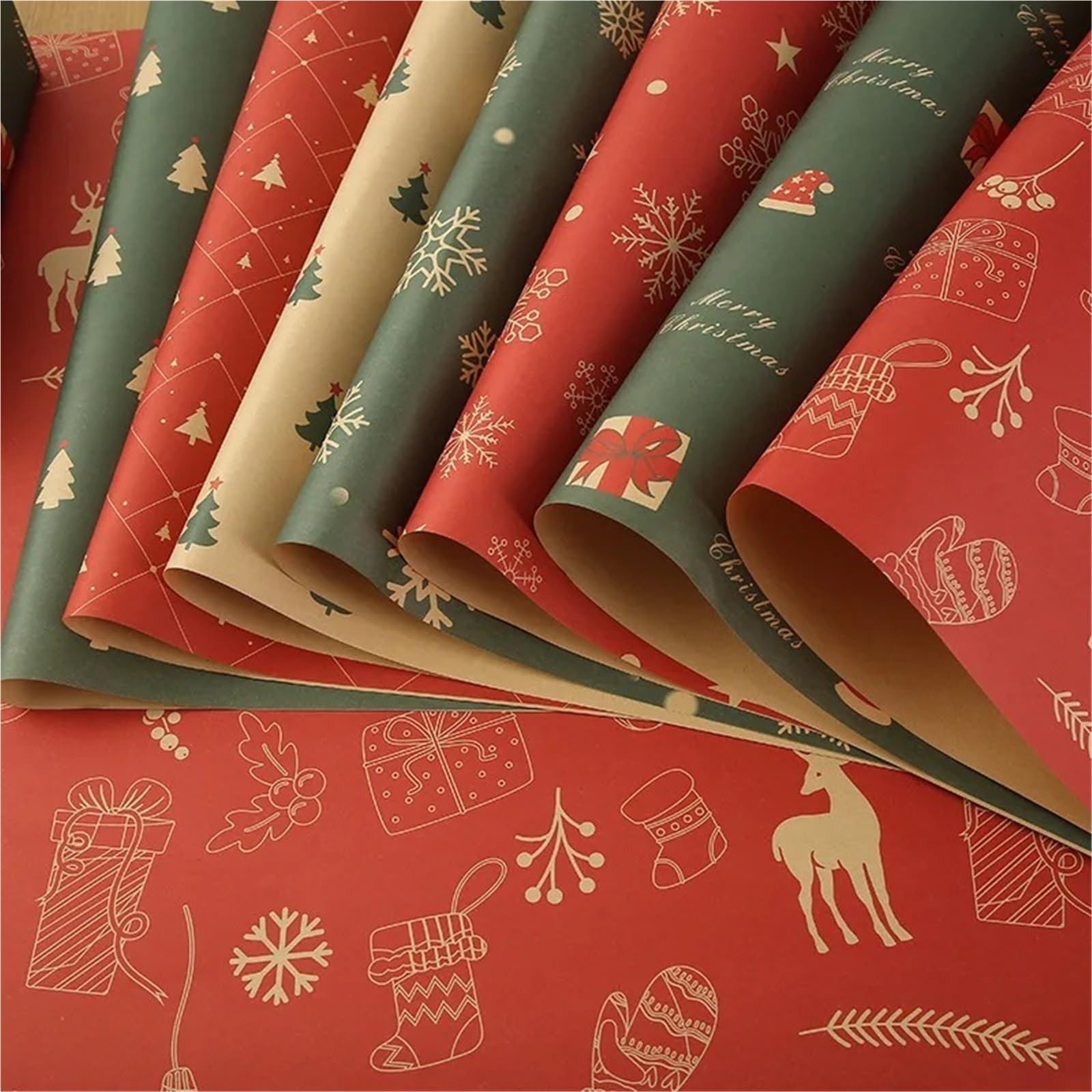 6 rotoli/set Carta da regalo Confezione festival per Carta Alimentare | Avvolgere con modelli for il negozio di decorazioni for l'imballaggio presente(Red-A)