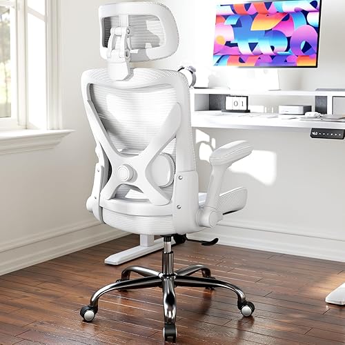 Miniatura 2 de Silla ergonómica de escritorio para oficina, para computadora, en forma de X, de malla de piel sintética con soporte lumbar ajustable, silla