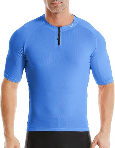 Wulibike Cycling Jersey Men Short Sleeve, Road Bike Shirts 1/4 Zipper with Pocke