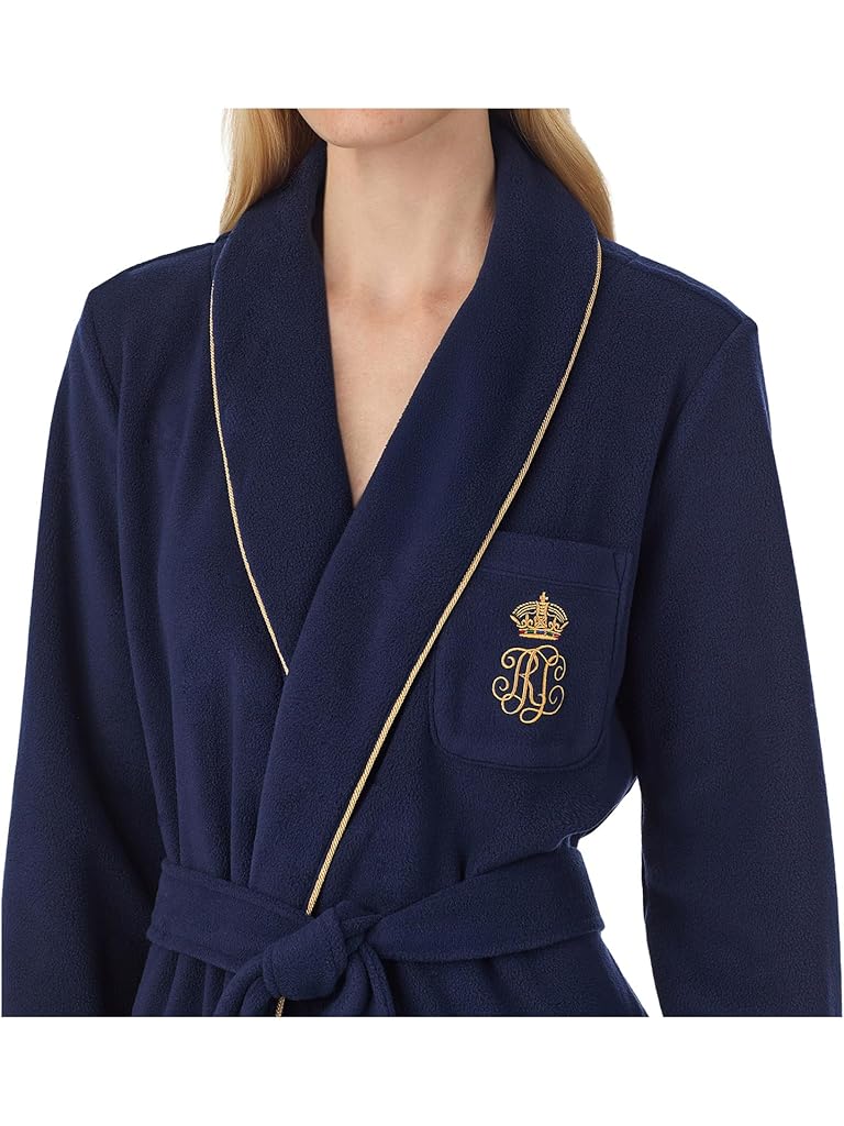 Navy Lauren Ralph Lauren Recycled Polyester Dalton Fleece Robe