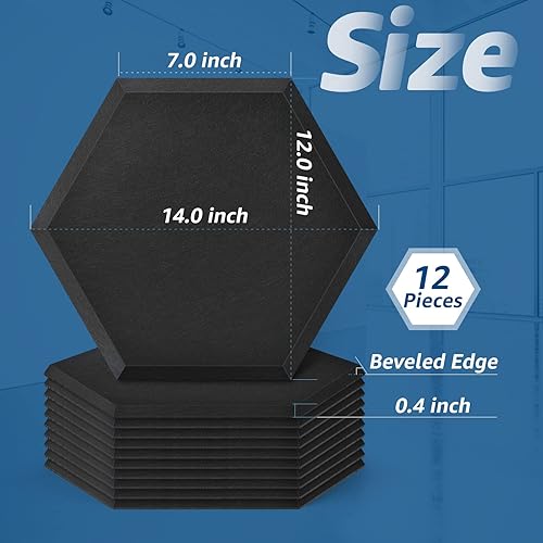 Miniatura 3 de Art3dwallpanels Paquete de 12 paneles acústicos autoadhesivos, paneles de pared insonorizados de 14 x 12 x 0.4 pulgadas, paneles de absorción de