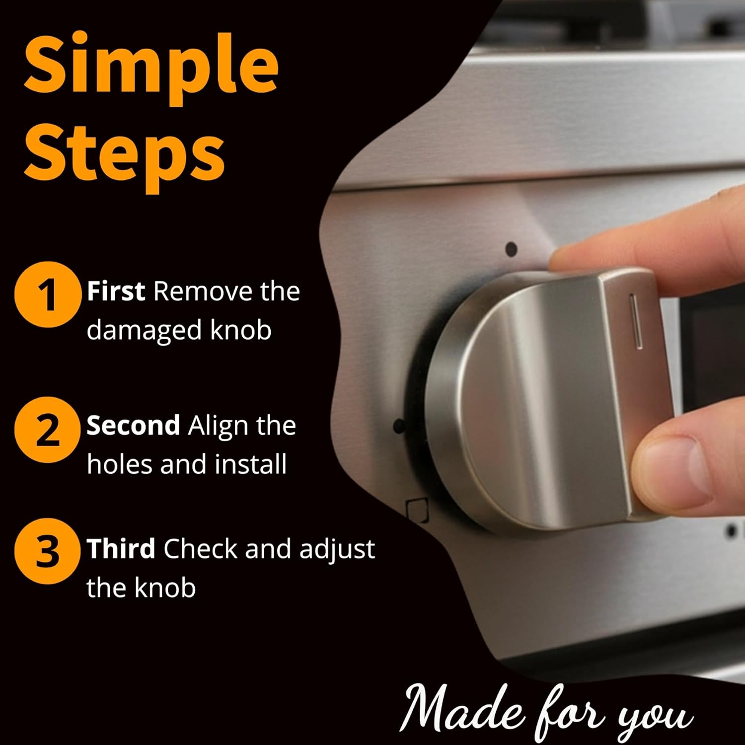 4 Pack Upgraded W11517331 Stove Knobs Replacement for Whirlpool Gas Stove Knobs W11117415 W10850027 W11458840 Compatible with Whirlpool WEE745H0FS0 WEC310S0LS1 WEE515S0LZ1 Oven Top Range Cooktop Knobs