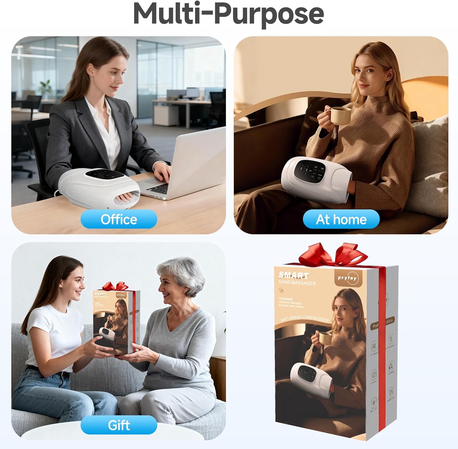 Hand Massager with Heat and Compression, Hand Massage with 2 Vibration 6 Modes 6 Intensities, Electric Hand Massager for Arthritis and Carpal Tunnel Relief, Valentines Day Gifts for Women Men, White - Image 5