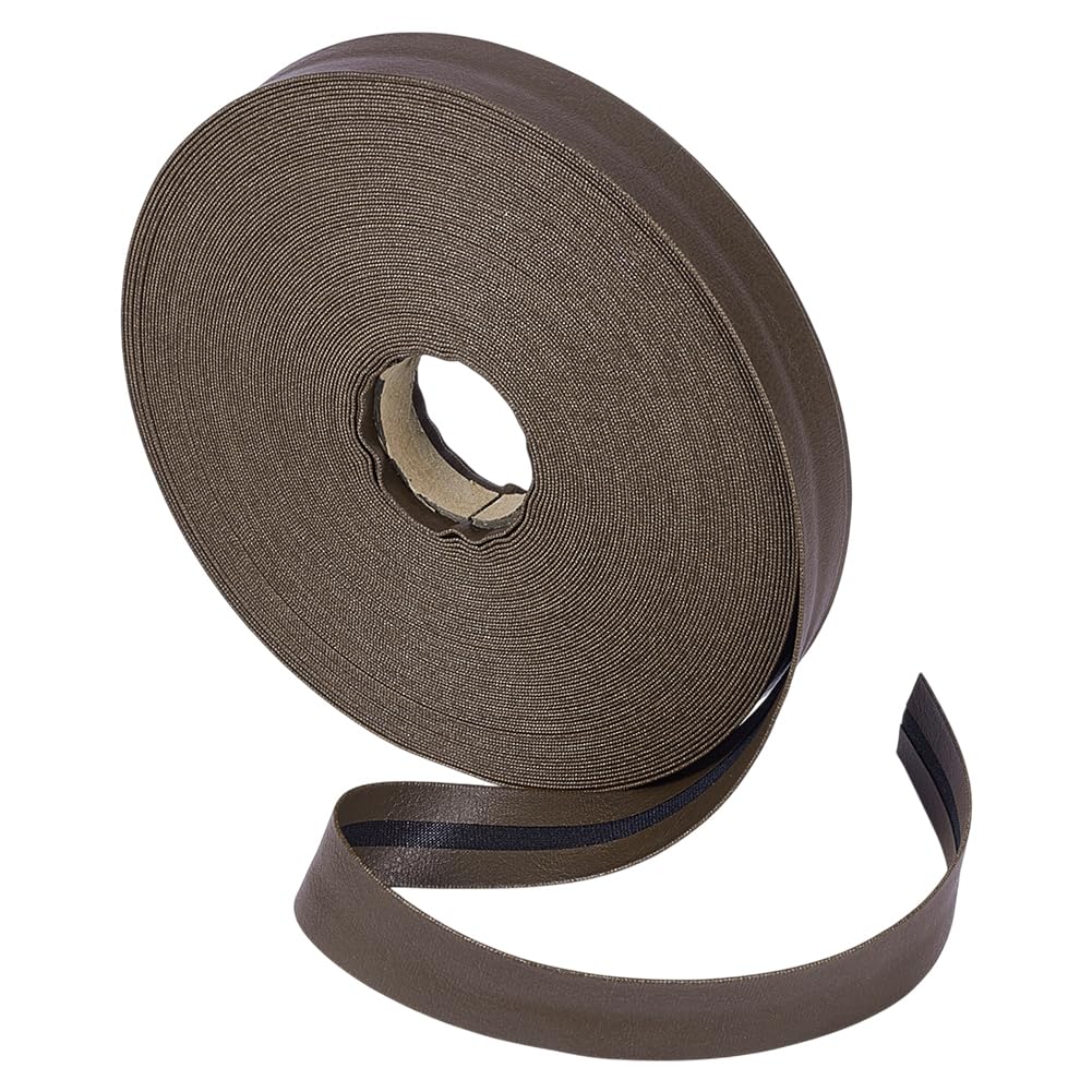 Ruban de biais à double pli BENECREAT aspect cuir café, longueur 22 m pour garniture
