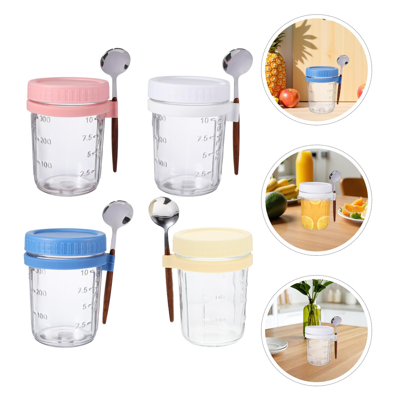 4 Cucchiai Per Tazza Di Fiocchi D'Avena Con Sigillo Barattolo Shaker Per Fiocchi D'Avena Per La Notte Contenitore Bevibile