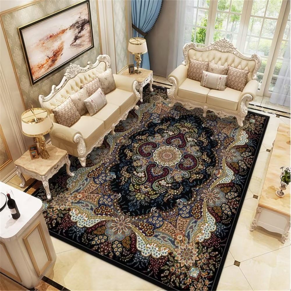Tapis anti-acariens gris foncé floral 160x230cm pour chambre saine