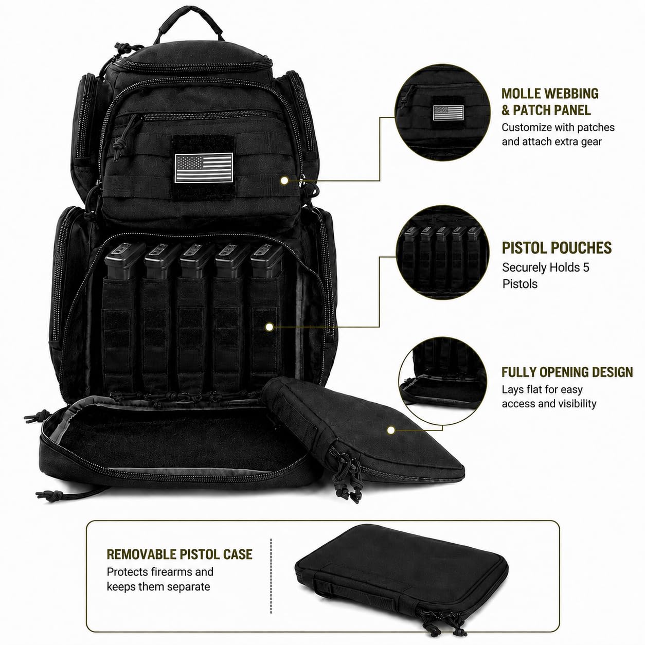 Amazon.com : K-Cliffs Shooting Range Pistol Backpack Lockable