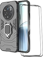 ESHUYI Compatible with Realme 14 Pro Plus (Pro+) Case with 2 Pieces Protective Film [Durable] Ring Stand Case [for Mobile Phone Holder Car Magnet] Military Shockproof Mobile Phone Case, Black