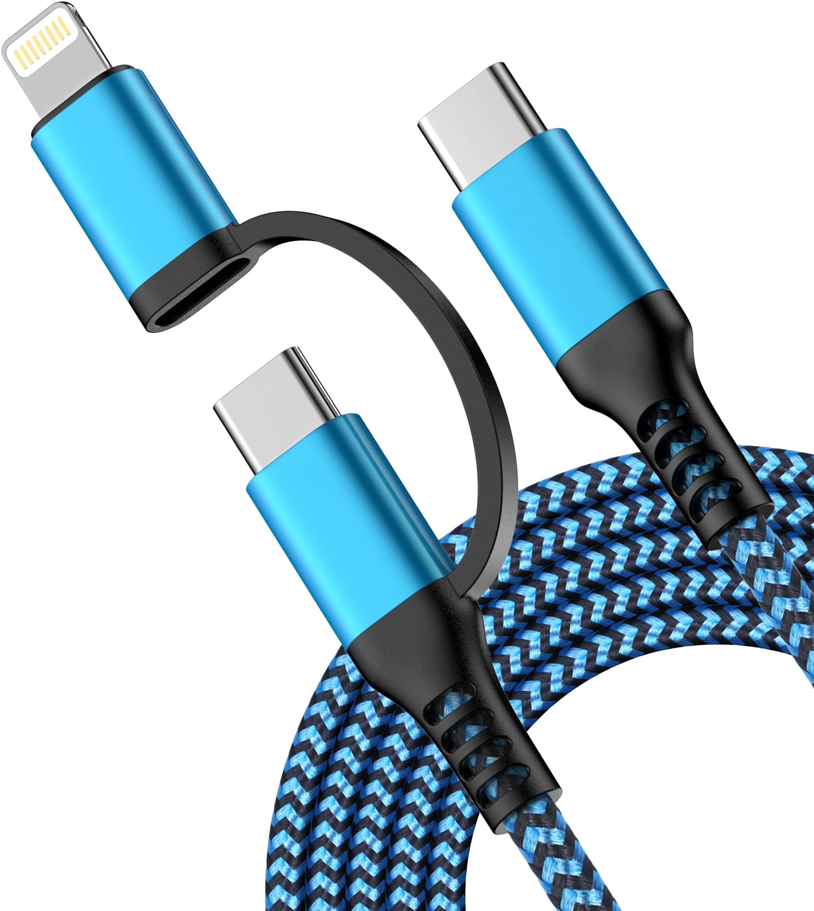 USB C to Lightning&USB C Cable, [2-in-1/6ft] USB C Multi Charging with Apple Lightning/Type C Port iPhone Charger Cord Fast Charging for iPhone 17 16 15 14 13 12 Pro Max Mini, iPad, Samsung, Google