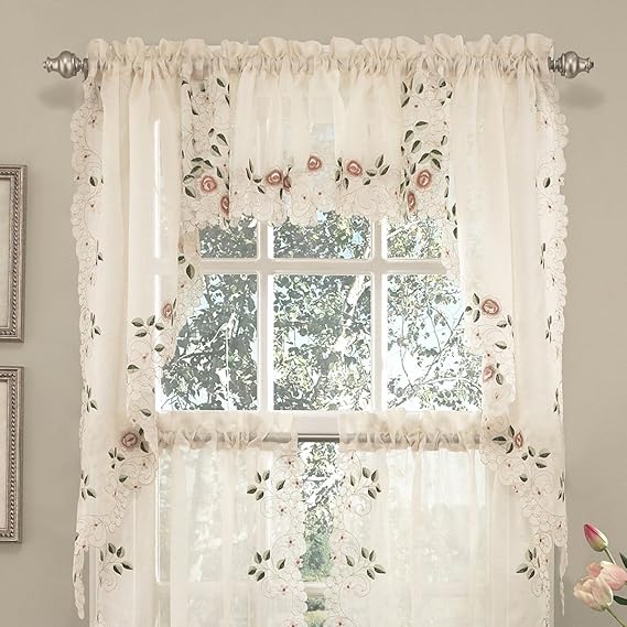 Sweet Home Collection Kitchen Window Tier, Swag, or Valance