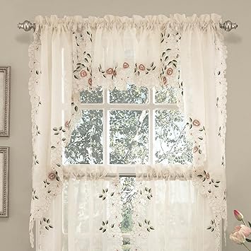 Sweet Home Collection Kitchen Window Tier, Swag, or Valance Curtain Treatment in Stylish and Unique Patterns and Designs for All Home Decor, Rosemary Linen 60.00