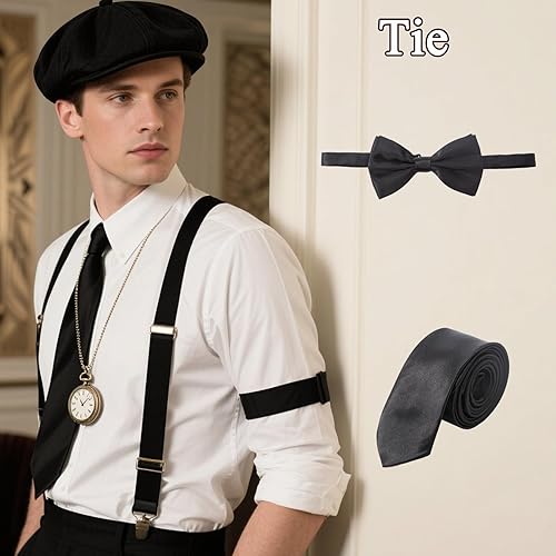 Miniatura 4 de Disfraces de los años 20 para hombre, traje de hombre de los años 20, accesorios de gran Gatsby, disfraz de gángster, sombrero de periódico