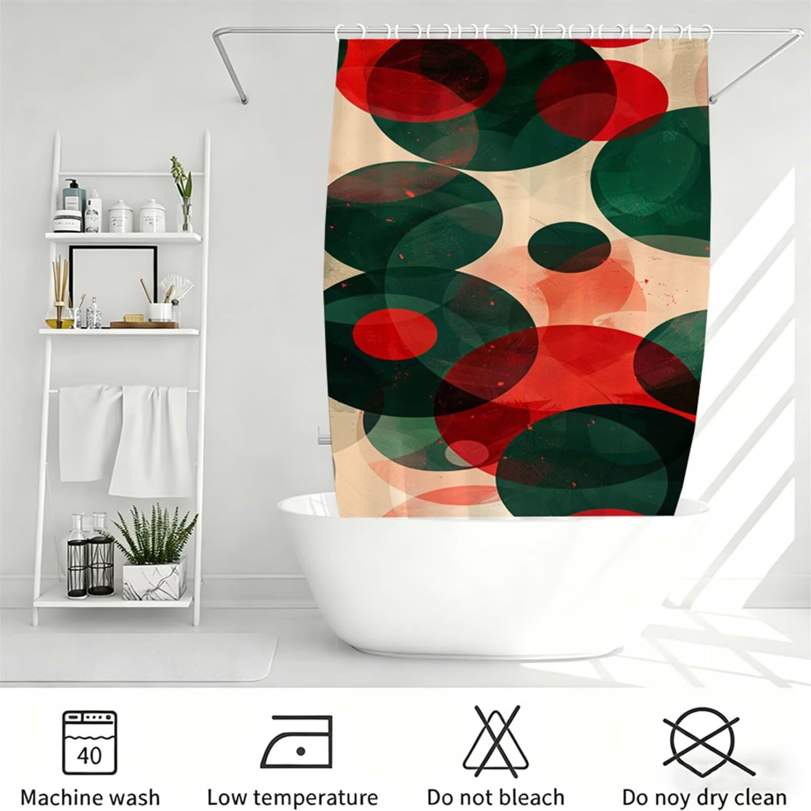 Tenda Doccia 160x200cm verde Tenda per Doccia con 12 Anelli, Bordo Ponderato, Polyester Tessuto Lavabile, Asciugatura Rapida, Facile da Pulire, per Bagno Dormitorio Hotel nordico J-403