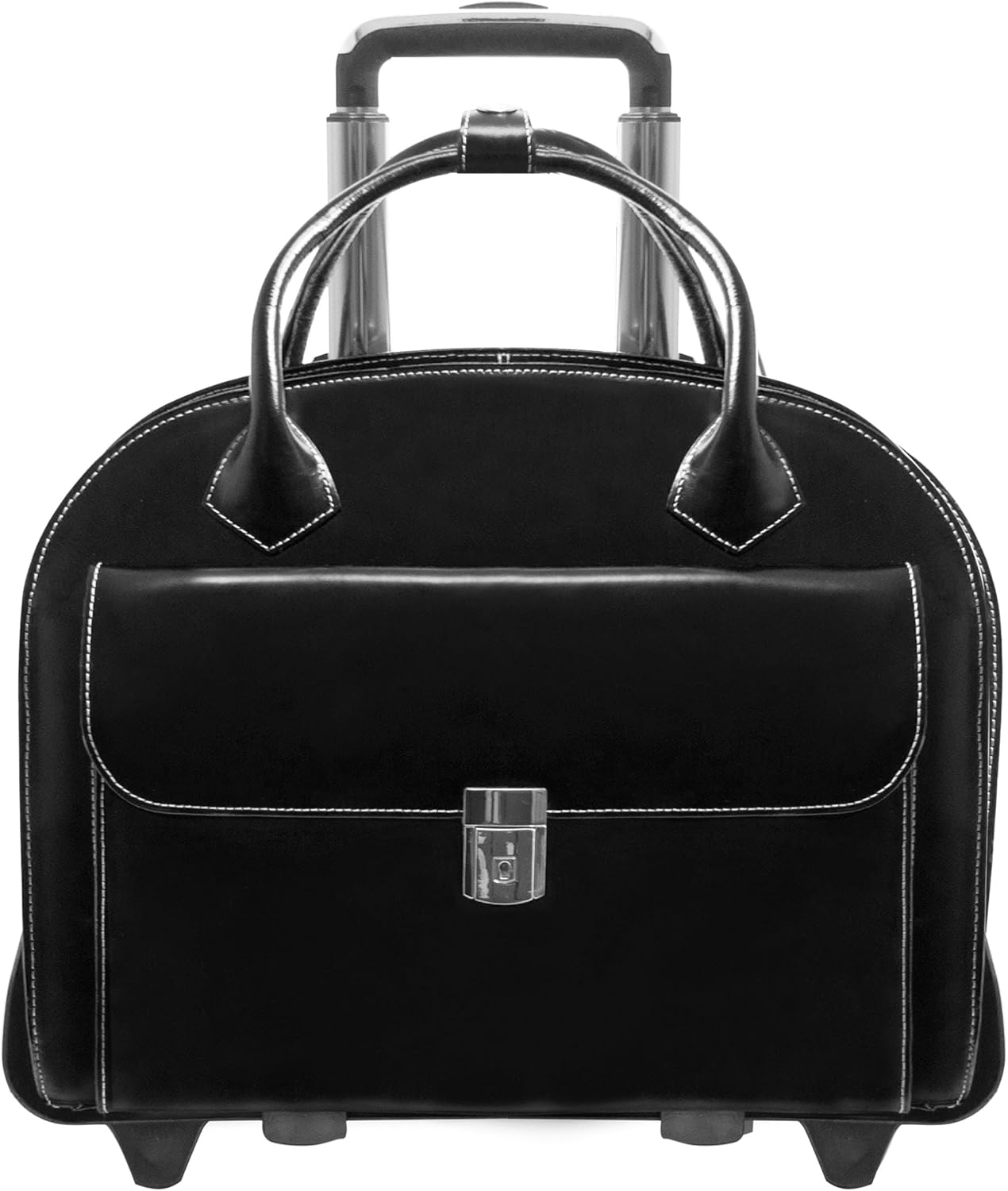McKlein W Series, Glen Ellyn, 15" Leather Detachable -Wheeled Ladies' Laptop/Computer & Tablet Business Briefcase Bag/Women's Rolling Overnight Travel Bag, Removable trolley case