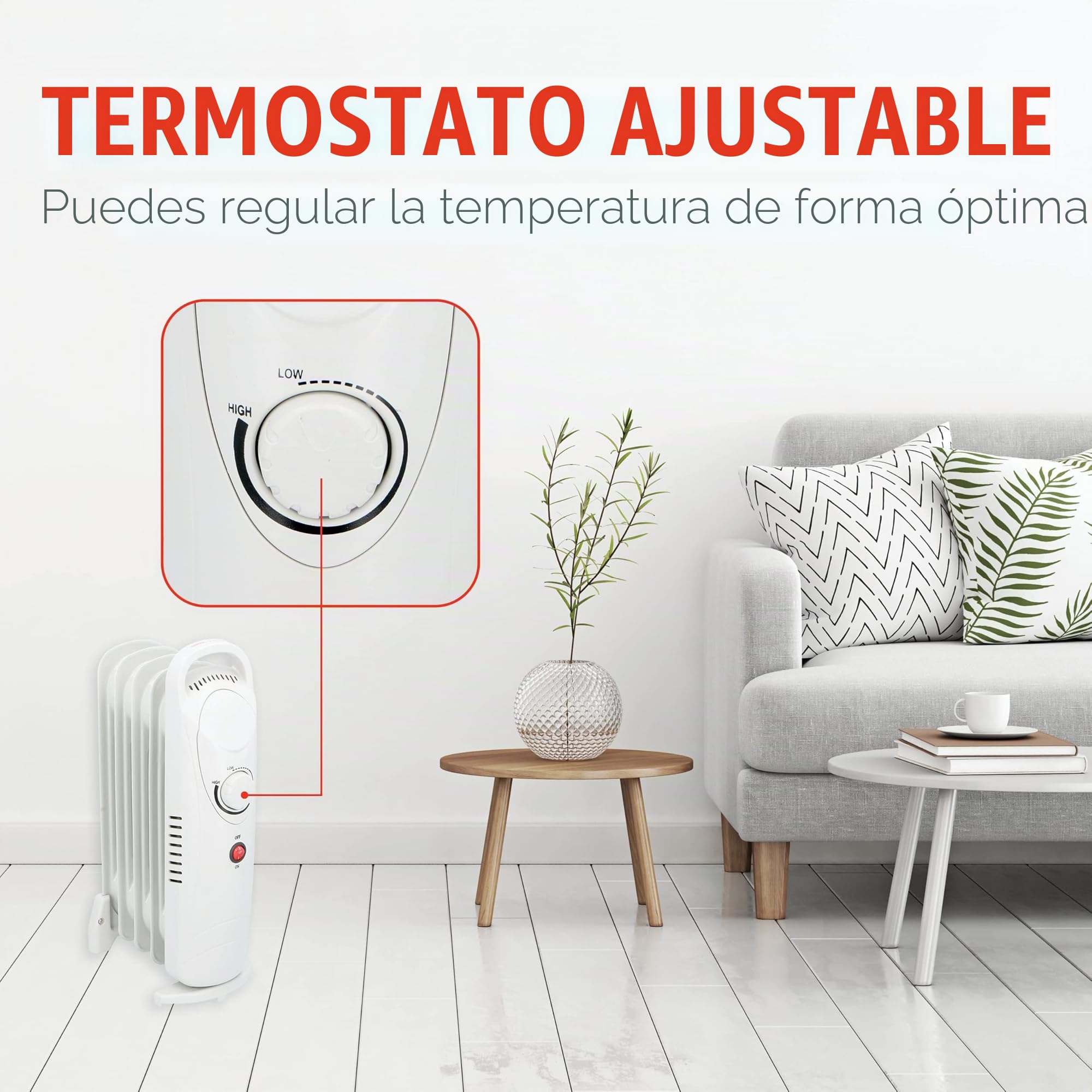 Radiador de aceite Alpina YL-B12-5A con termostato 5 lamas Protección contra sobrecalentamiento 650 W