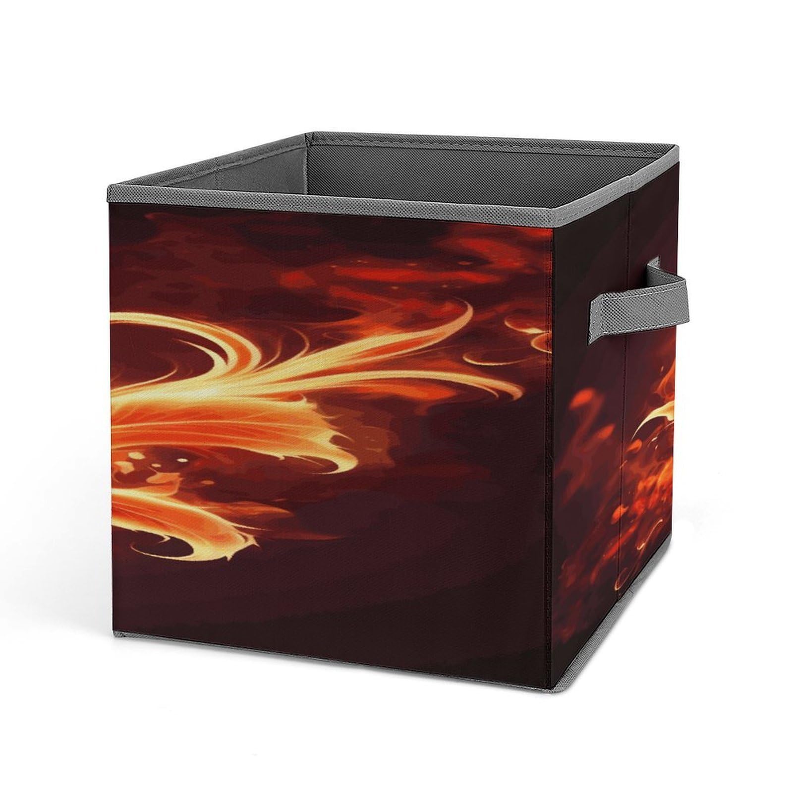 Fodpand Style Flaming Fire Flowers Storage Cubes Foldable Decorative Fabric, Storage Bins Baskets With Handles, Closet Organizers And Storage For Home, Office,Closet, Clothes
