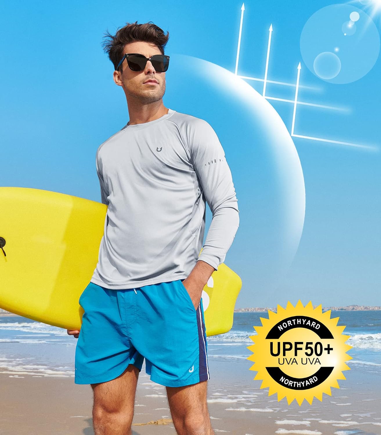 NORTHYARD Men's Sun Protection Shirts UPF 50+ Long Sleeve Swim Rash Guard Shirt Running Workout Athletic Hiking UV Fishing - Image 3